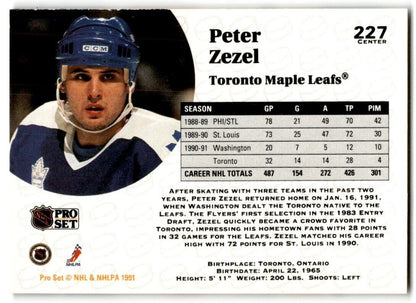 1991-92 Pro Set Peter Zezel Toronto Maple Leafs #227