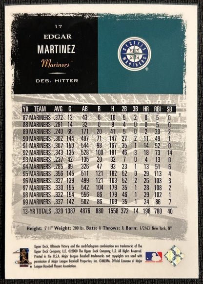 2000 Upper Deck Victory Edgar Martinez Seattle Mariners #17