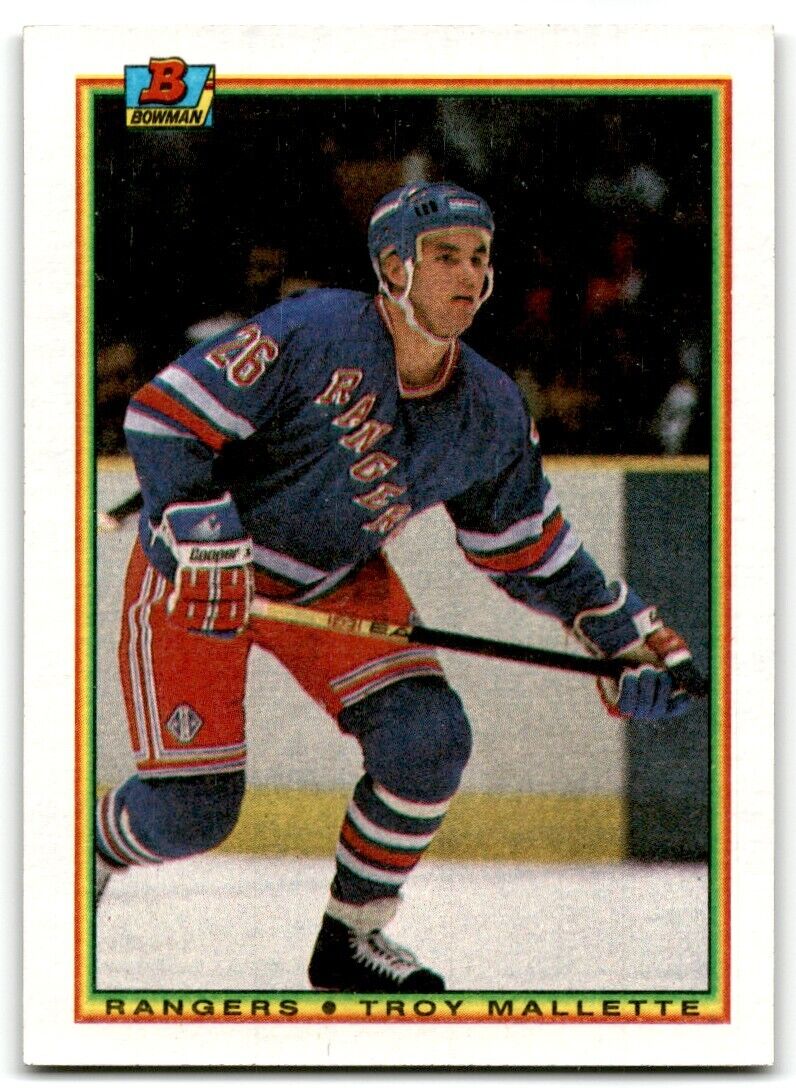 1990-91 Bowman Troy Mallette Rookie New York Rangers #219