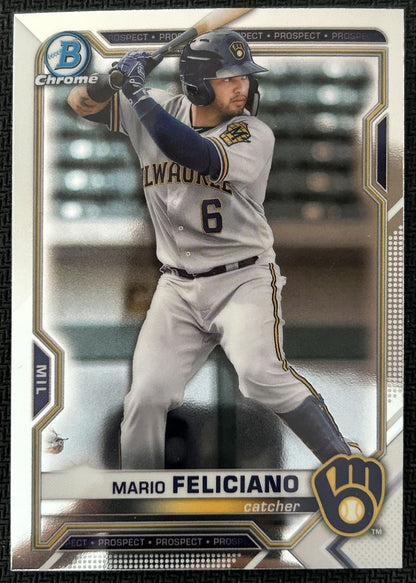 2021 Bowman Chrome Prospects Mario Feliciano Milwaukee Brewers #BCP-133