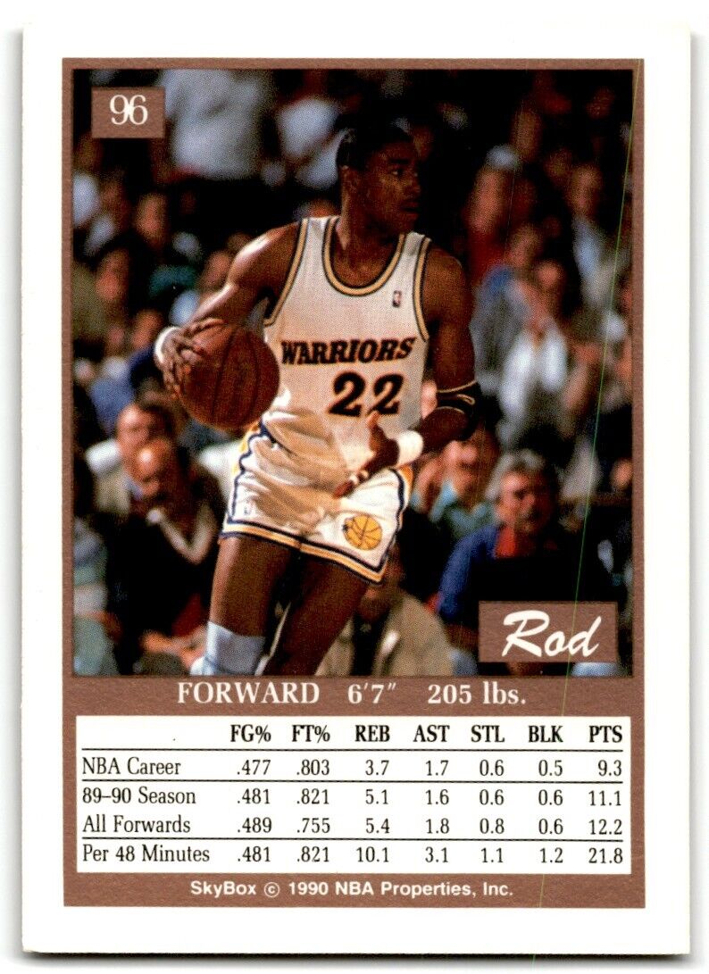 1990-91 SkyBox Rod Higgins Golden State Warriors #96