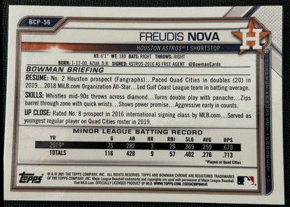 2021 Bowman Chrome Prospects Freudis Nova Houston Astros #BCP-56