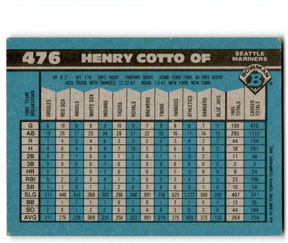 1990 Bowman Henry Cotto Seattle Mariners #476