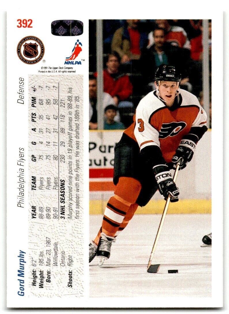 1991-92 Upper Deck Gord Murphy Philadelphia Flyers #392