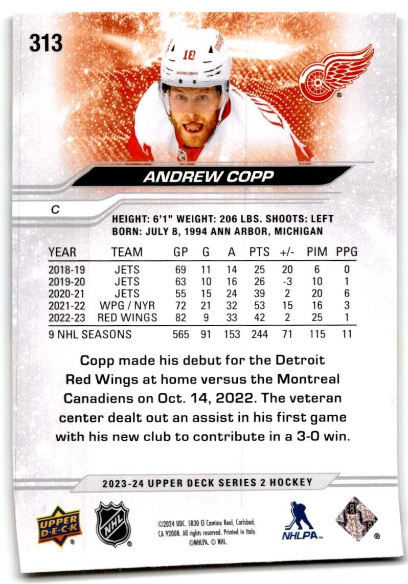 2023-24 Upper Deck Andrew Copp Detroit Red Wings #313