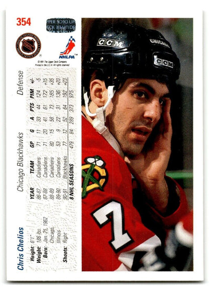 1991-92 Upper Deck Chris Chelios Chicago Blackhawks #354