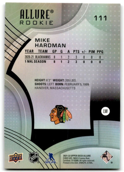 2021-22 Upper Deck Allure Mike Hardman Rookie Chicago Blackhawks #111