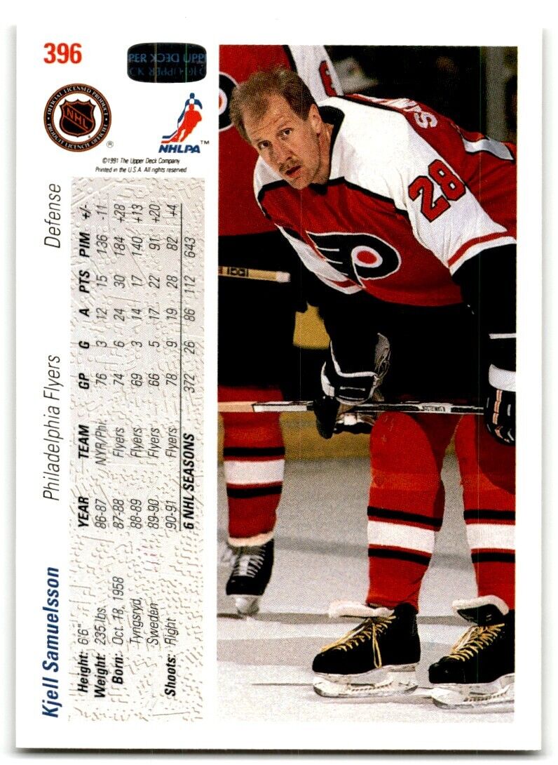 1991-92 Upper Deck Kjell Samuelsson Philadelphia Flyers #396