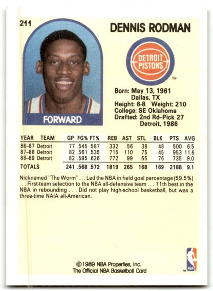 1989-90 Hoops Dennis Rodman Detroit Pistons #211