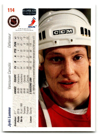 1991-92 Upper Deck French Jyrki Lumme Vancouver Canucks #114