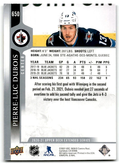 2020-21 Upper Deck Pierre-Luc Dubois Winnipeg Jets #650