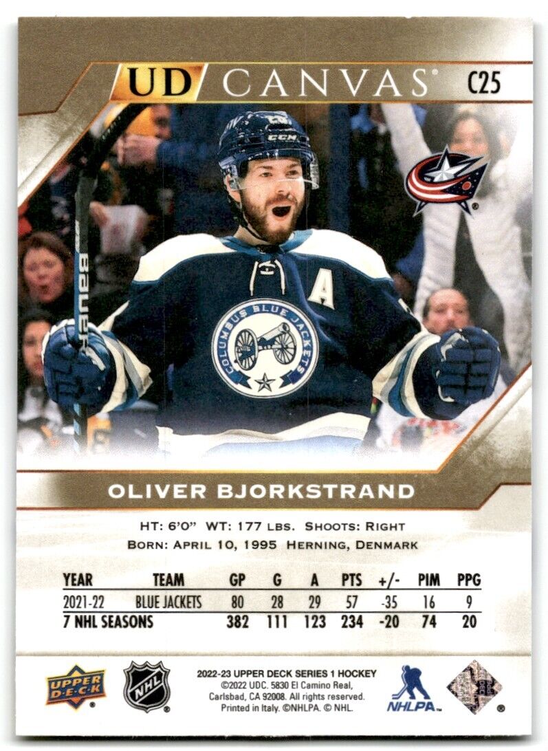 2021-22 Upper Deck UD Canvas Oliver Bjorkstrand Columbus Blue Jackets #C25