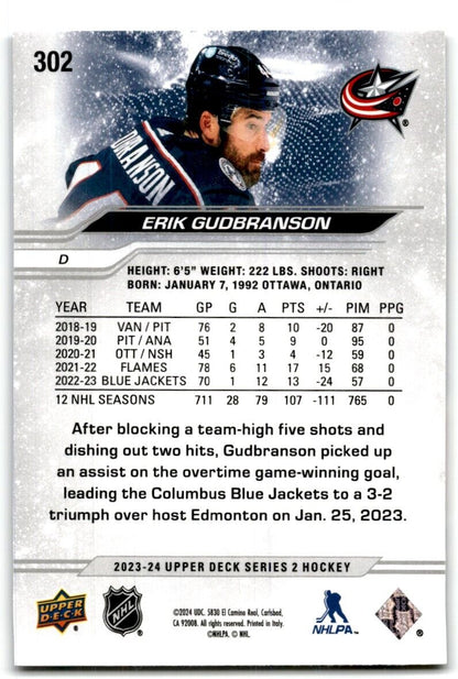 2023-24 Upper Deck Erik Gudbranson Columbus Blue Jackets #302