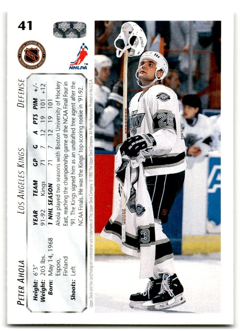 1992-93 Upper Deck Peter Ahola Los Angeles Kings #41