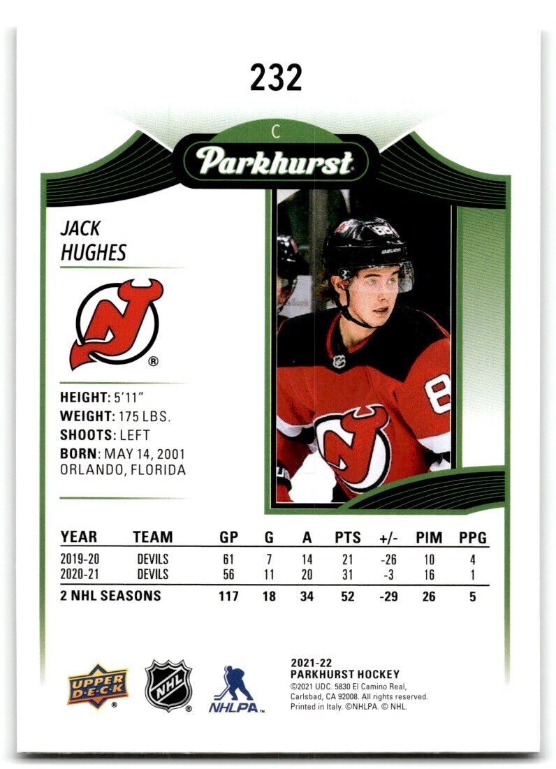 2020-21 Parkhurst Jack Hughes New Jersey Devils #53