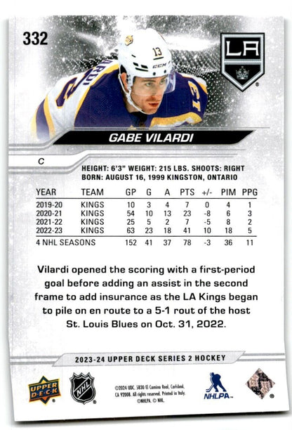 2023-24 Upper Deck Gabe Vilardi Los Angeles Kings #332