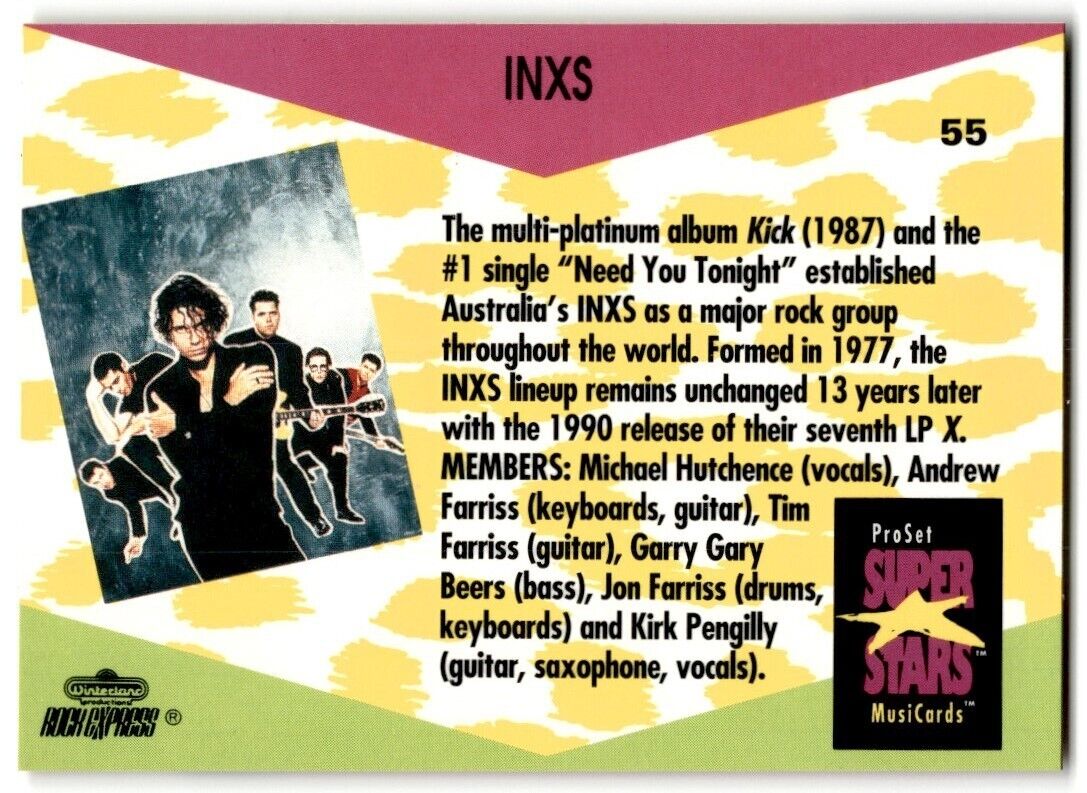 1991-92 ProSet Super Stars MusiCard INXS #55