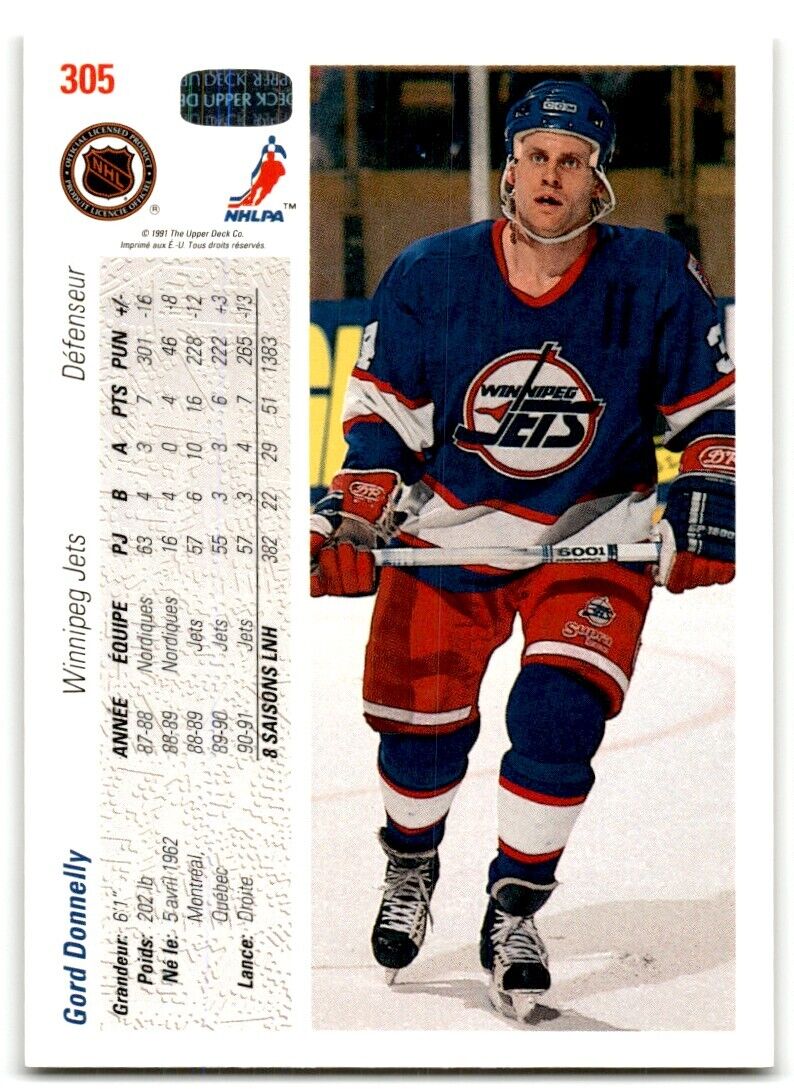 1991-92 Upper Deck Gord Donnelly Winnipeg Jets #305