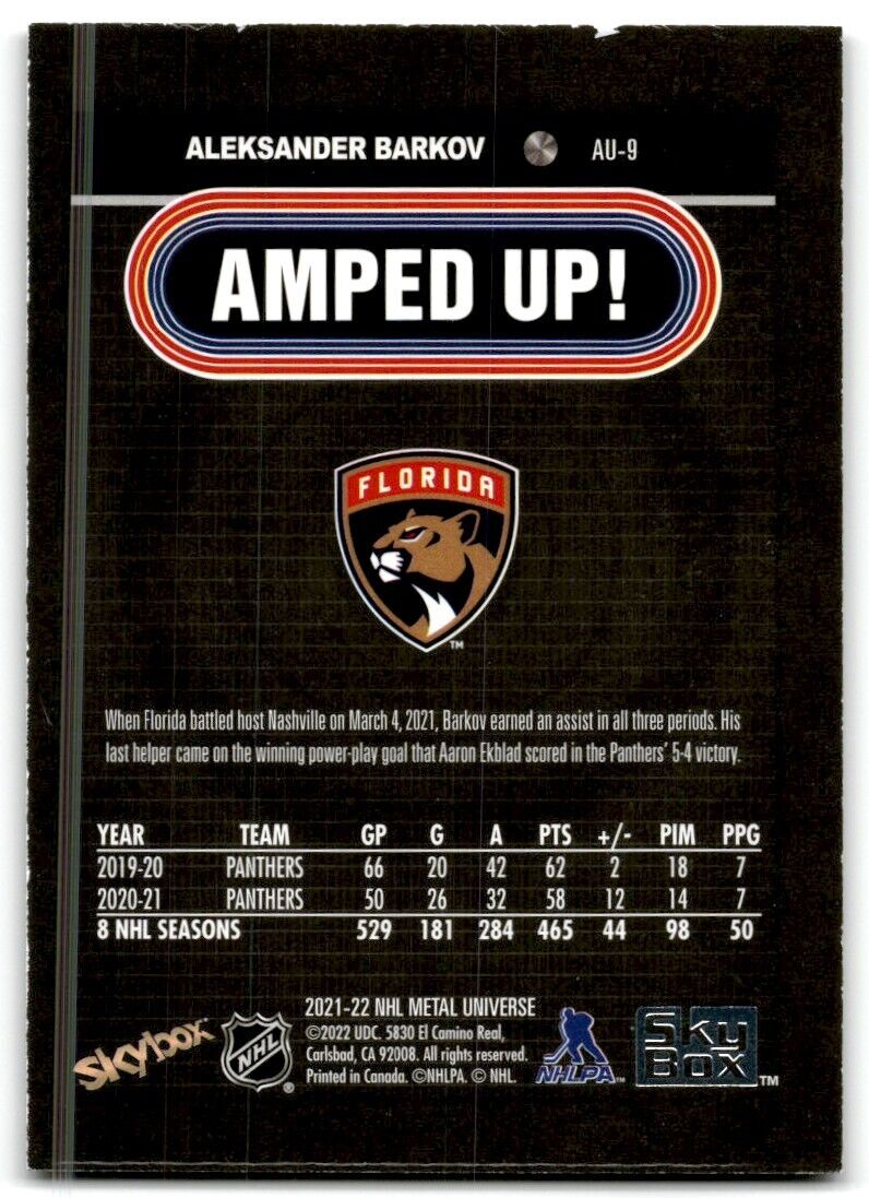 2021-22 Skybox Metal Universe Amped Up Aleksander Barkov Florida Panthers #AU-9