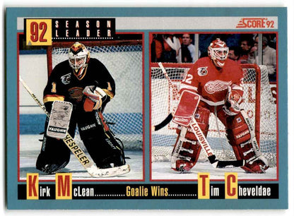 1992-93 Score Canadian Tim Cheveldae/Kirk McLean Detroit Red Wings/Vancouver