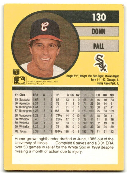 1991 Fleer Donn Pall Boston Red Sox #130