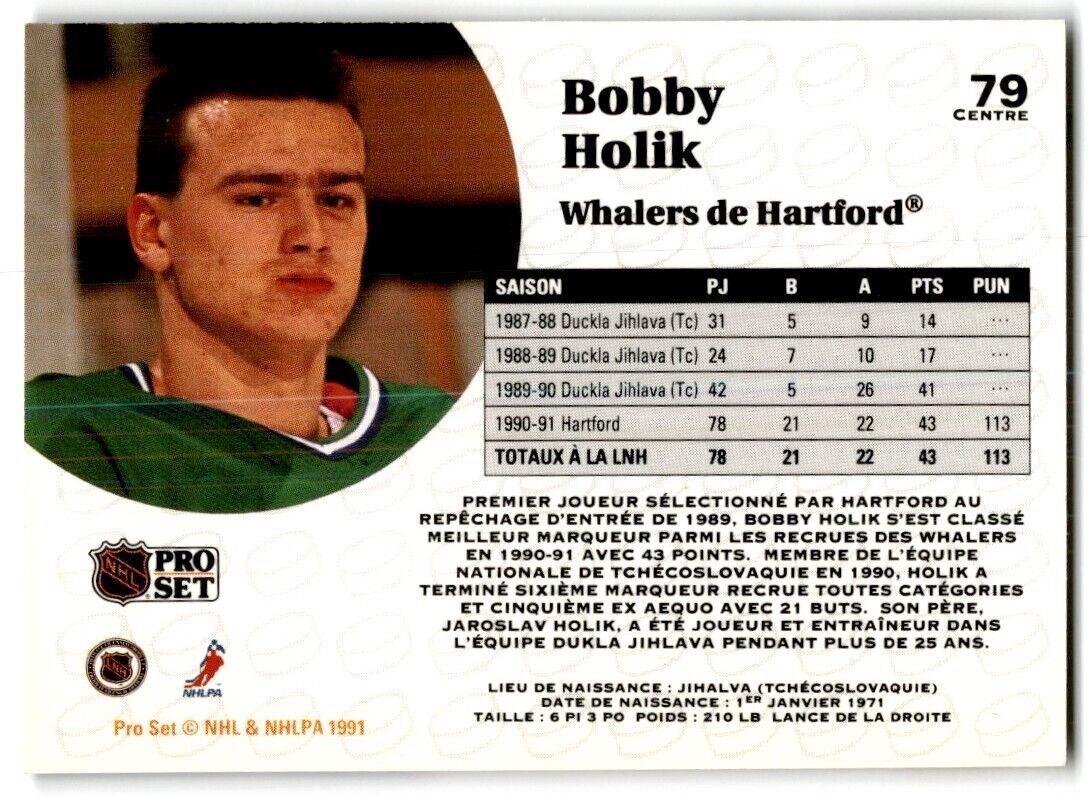 1991-92 Pro Set French Bobby Holik Hartford Whalers #79