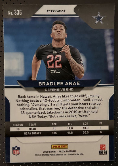 2020 Panini Prizm blue red Bradlee Anae Rookie Dallas Cowboys #336 Parallel