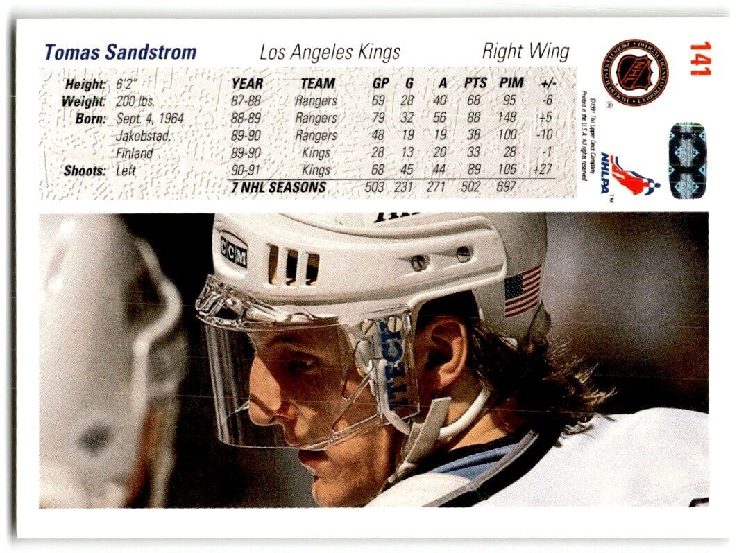 1991-92 Upper Deck Tomas Sandstrom Los Angeles Kings #141