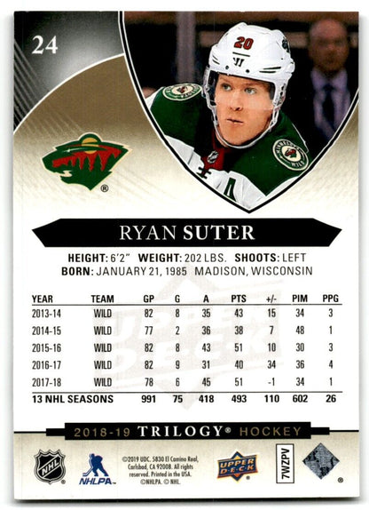 2018-19 Upper Deck Trilogy Ryan Suter Minnesota Wild #24