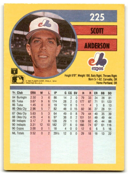 1991 Fleer Scott Anderson Rookie Montreal Expos #225