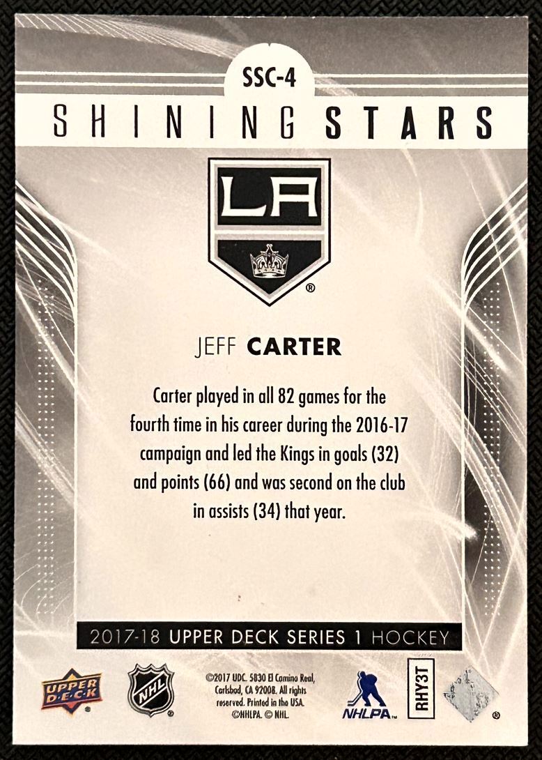 2017-18 Upper Deck Shining Stars Jeff Carter Los Angeles Kings #SSC-4