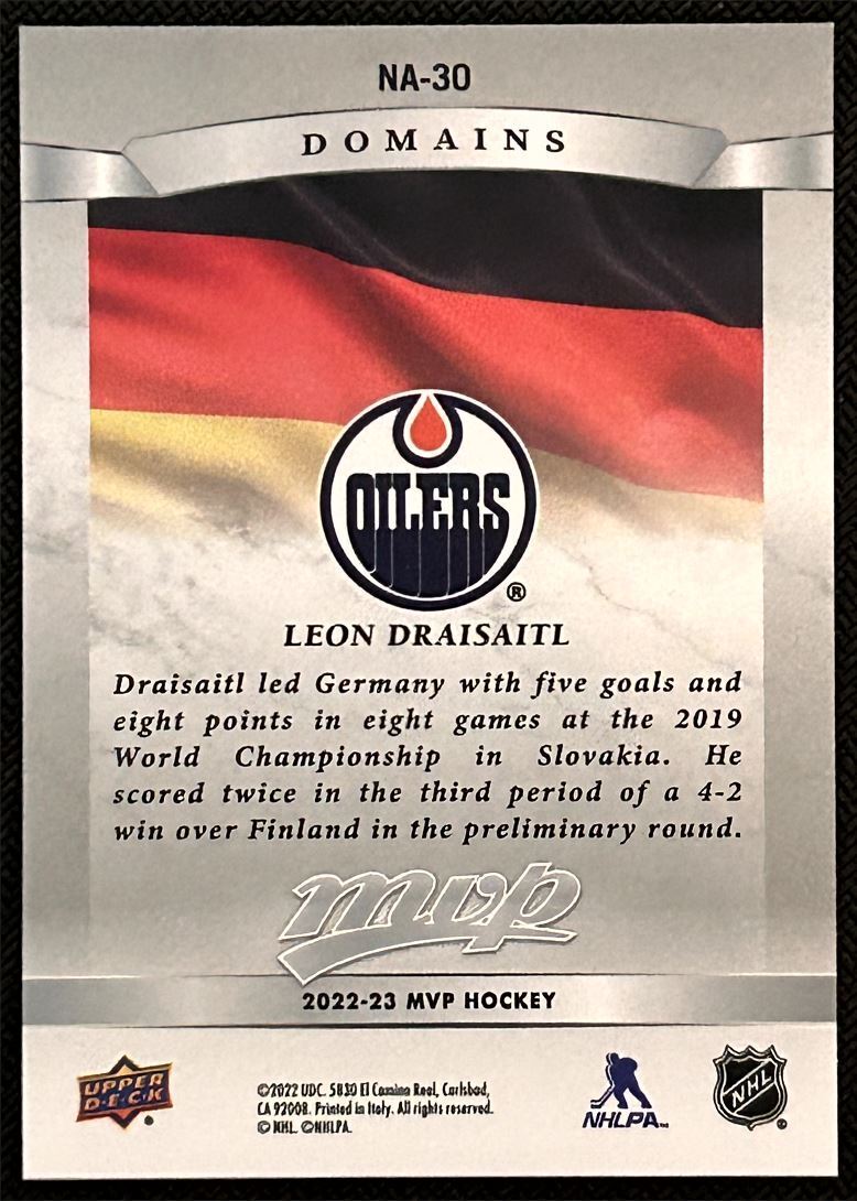 2022-23 Upper Deck MVP Domains Leon Draisaitl Edmonton Oilers #NA-30