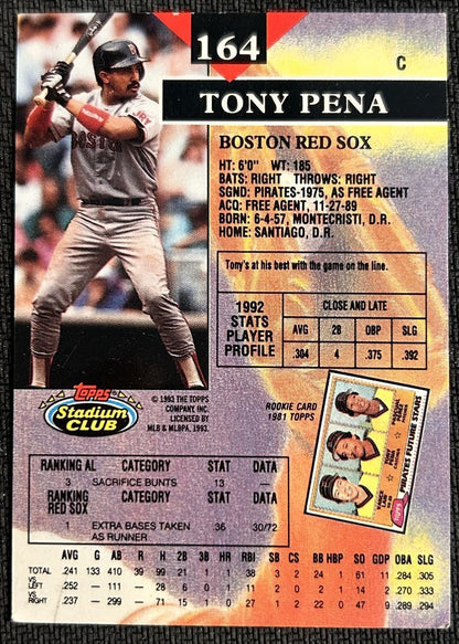 1993 Topps Stadium Club Tony Pena Boston Red Sox #164