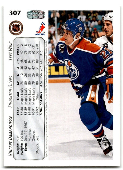 1992-93 Upper Deck Vincent Damphousse Edmonton Oilers #307