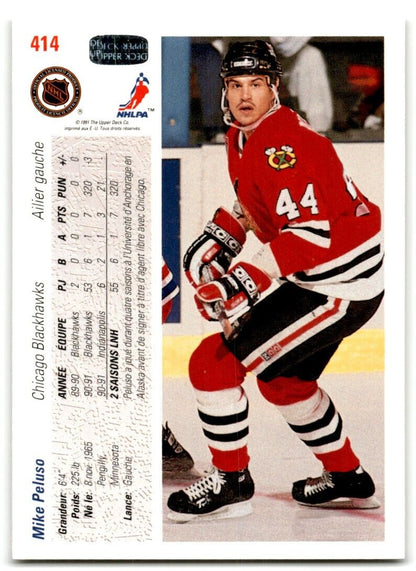 1991-92 Upper Deck French Mike Peluso Chicago Blackhawks #414