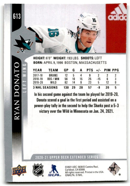 2020-21 Upper Deck Ryan Donato San Jose Sharks #613