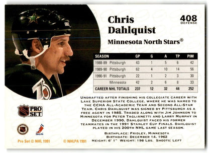 1991-92 Pro Set Chris Dahlquist Minnesota North Stars #408