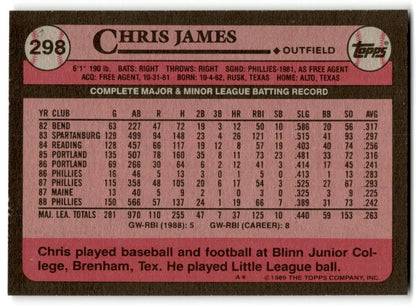 1989 Topps Chris James Philadelphia Phillies #298