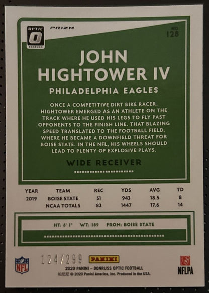 2020 Donruss Optic aqua John Hightower IV Rookie 124/299 Philadelphia Eagles