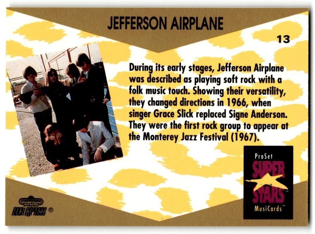 1991-92 ProSet Super Stars MusiCard Jefferson Airplane #13