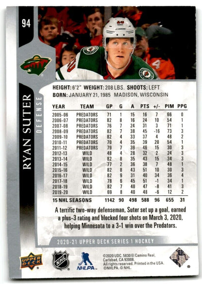 2020-21 Upper Deck Ryan Suter Minnesota Wild #94