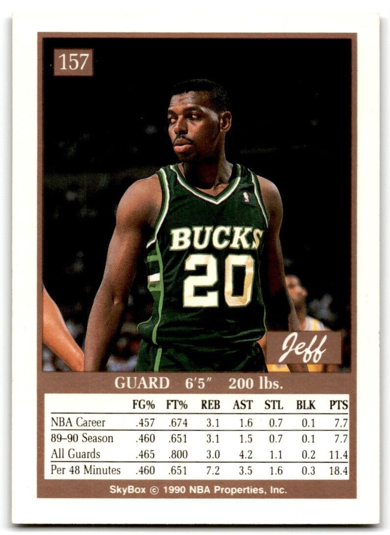 1990-91 SkyBox Jeff Grayer Rookie Milwaukee Bucks #157