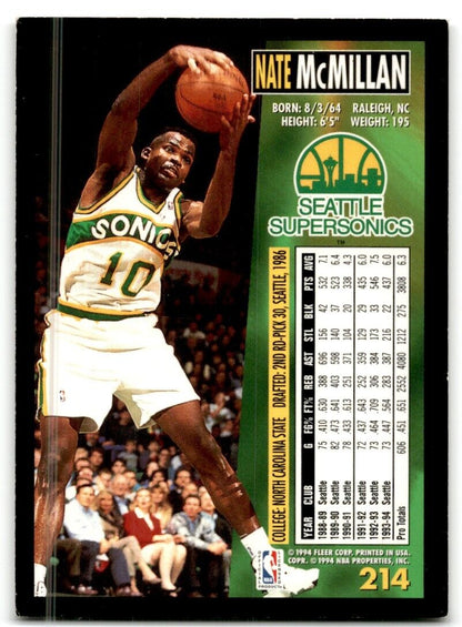 1994-95 Fleer Nate McMillan Seattle SuperSonics #214