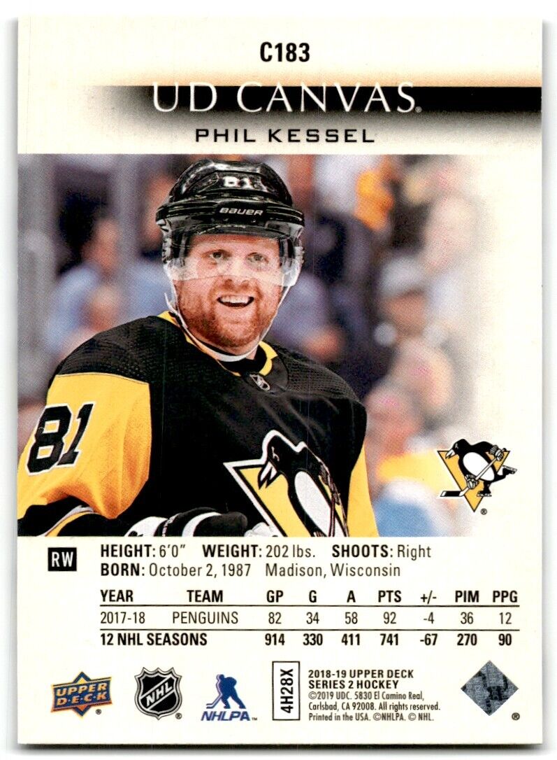 2018-19 Upper Deck UD Canvas Phil Kessel Pittsburgh Penguins #C183