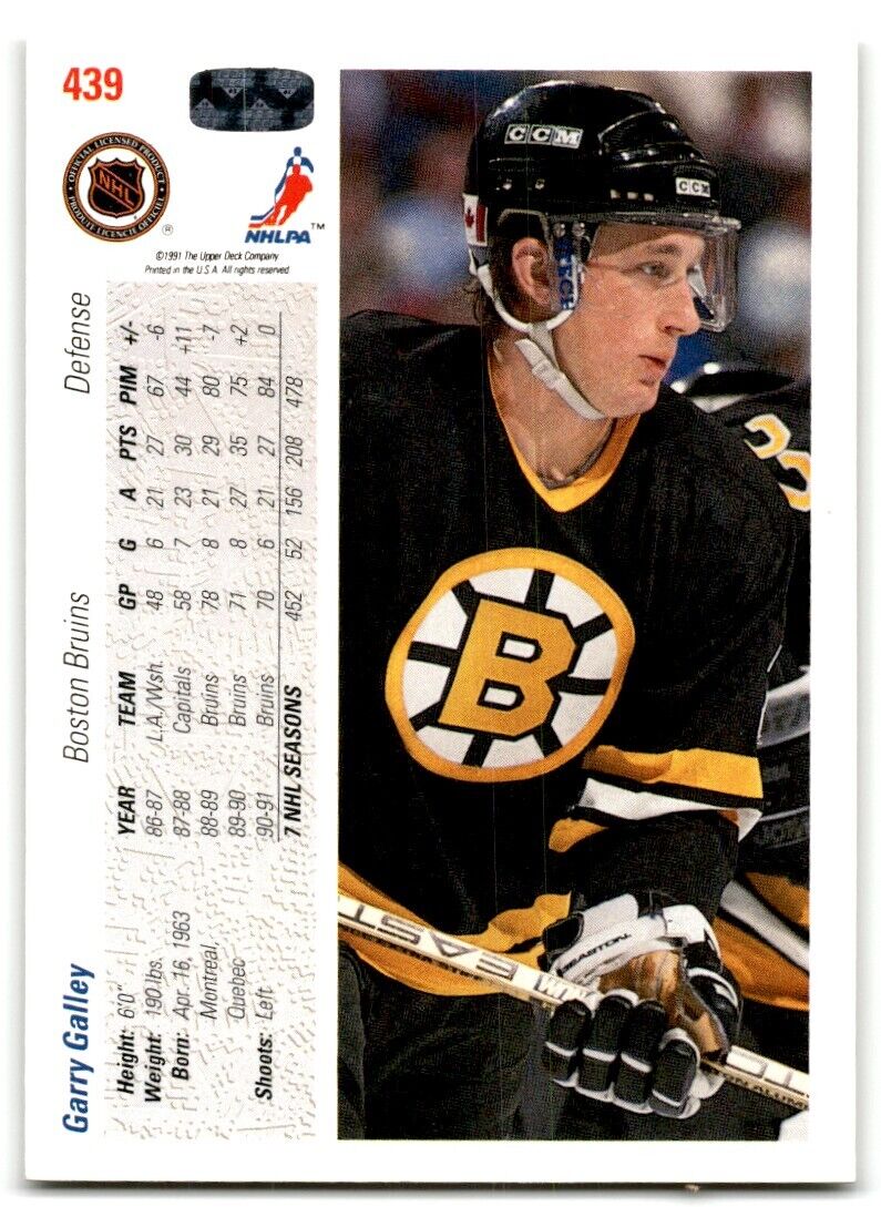 1991-92 Upper Deck Garry Galley Boston Bruins #439