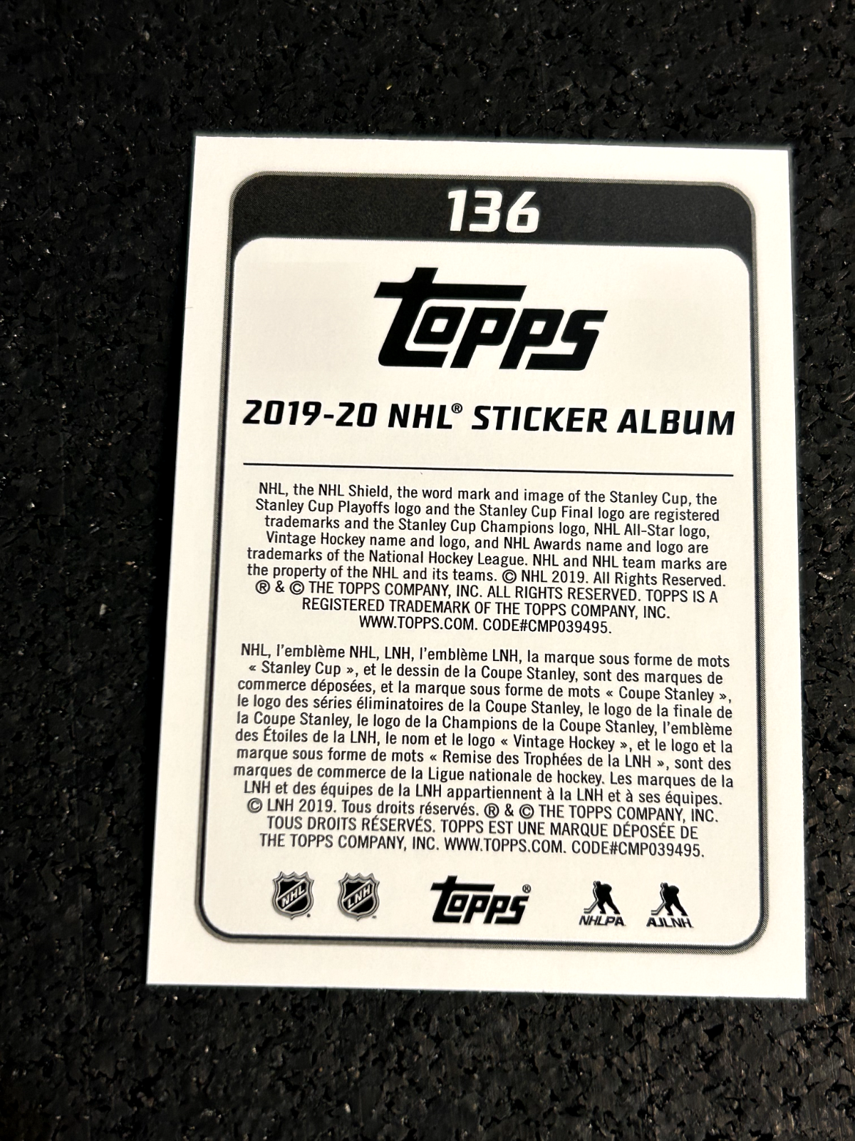 2019-20 Topps NHL Stickers #136 Nikita Zadorov - Colorado Avalanche