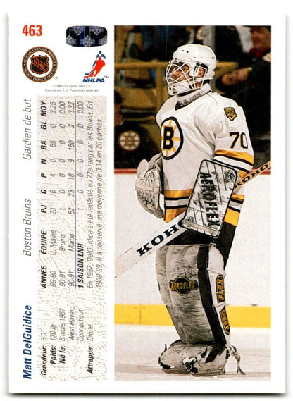 1991-92 Upper Deck French Matt DelGuidice Rookie Boston Bruins #463