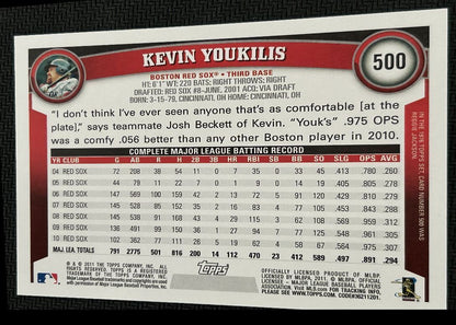 2011 Topps Kevin Youkilis Boston Red Sox #500