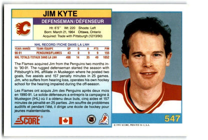 1991-92 Score Canadian Bilingual Jim Kyte Calgary Flames #547