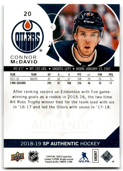 2020-21 SP Authentic Connor McDavid Edmonton Oilers #20